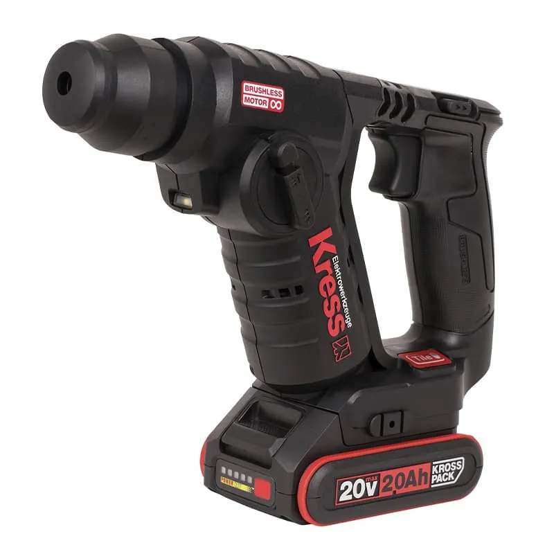 Перфоратор KRESS KU380 20V бесщеточный аккумуляторный, с 2хАКБ на 2 А*ч и ЗУ